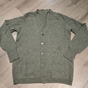 Vintage Olive Wool Knit Cardigan